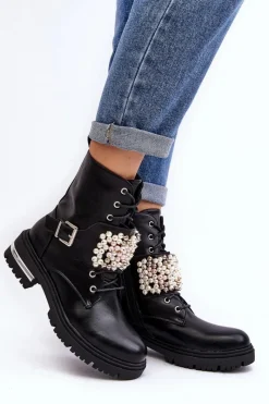 Clearance Ocieplane Damskie Workery Botki Zdobione Czarne Venizi Damskie Botki Wiosenne|Botki Ocieplane