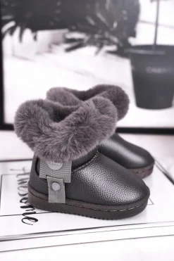 Dziewczęce>Boto Ocieplane dziecięce botki śniegowce z futerkiem szare Marella