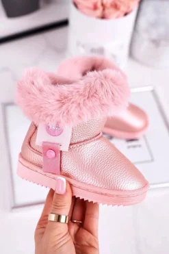 Clearance Boto Ocieplane dziecięce botki śniegowce z futerkiem różowe Marella