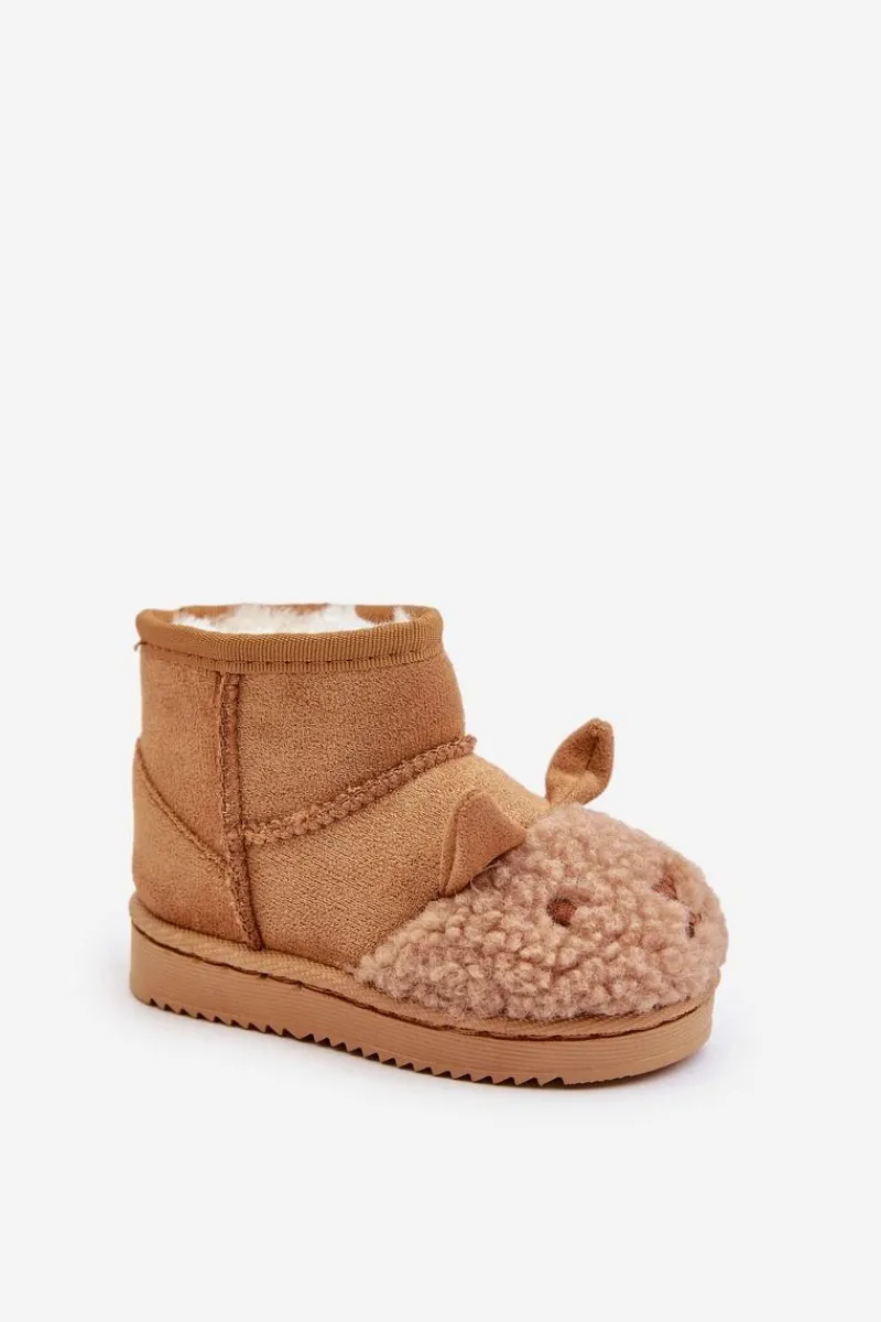 Clearance Boto Ocieplane Dziecięce Botki Śniegowce Lamy Camel Esandira Brązowy