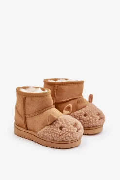 Clearance Boto Ocieplane Dziecięce Botki Śniegowce Lamy Camel Esandira Brązowy