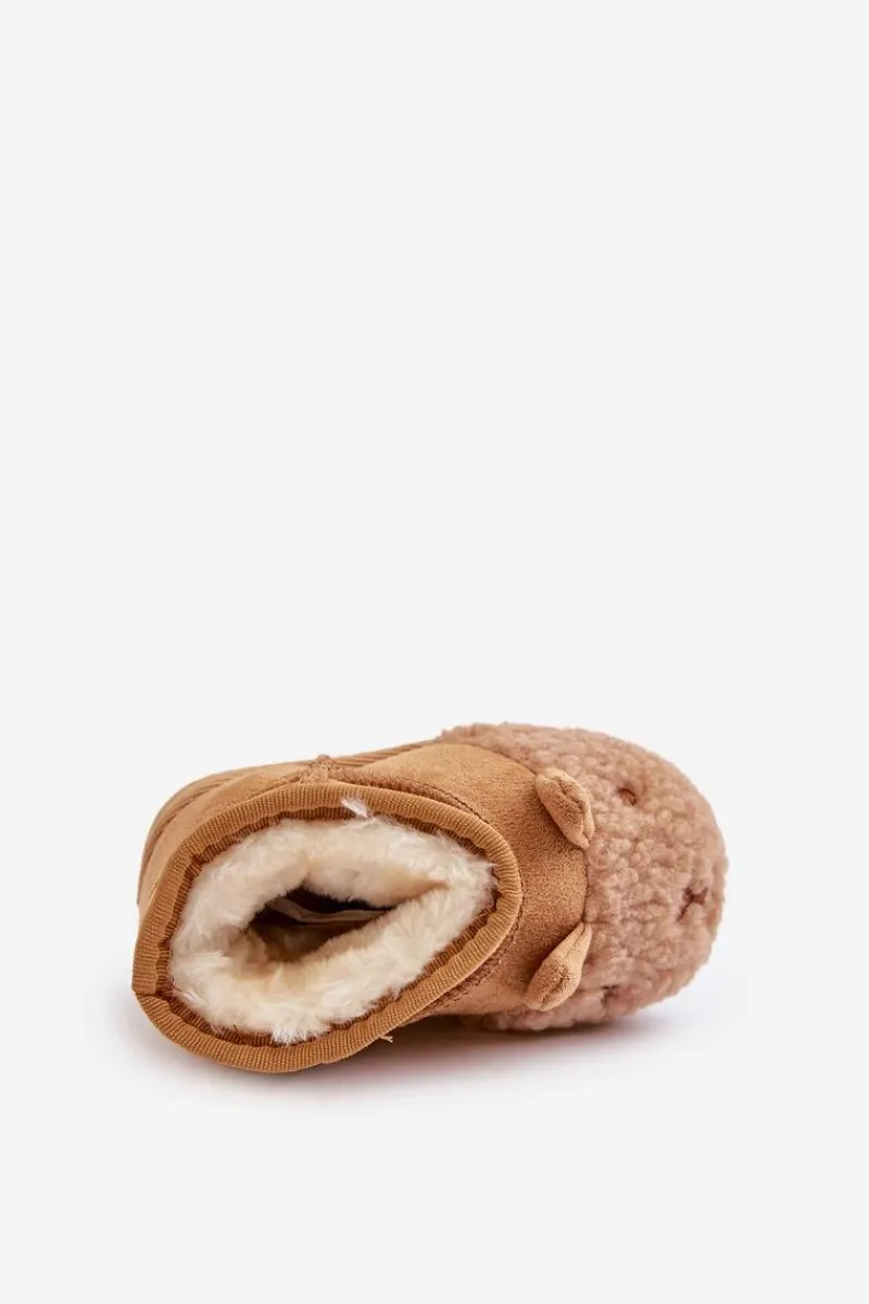 Clearance Boto Ocieplane Dziecięce Botki Śniegowce Lamy Camel Esandira Brązowy
