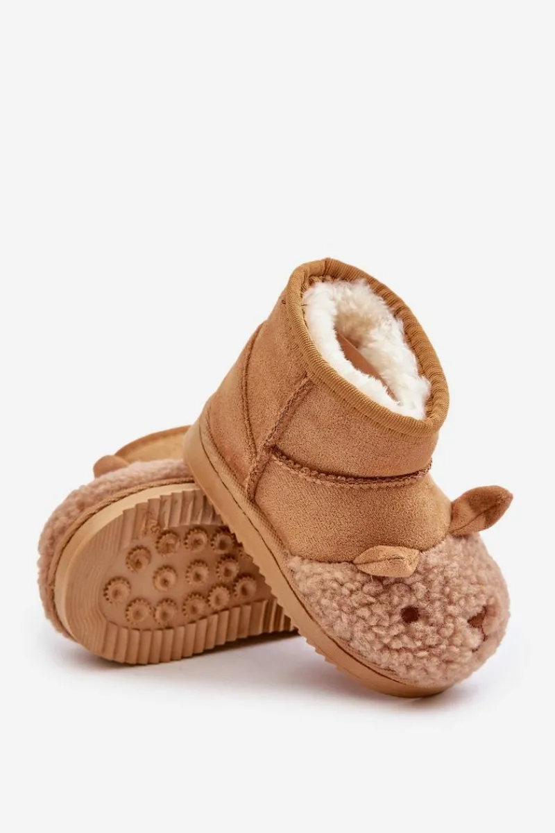 Clearance Boto Ocieplane Dziecięce Botki Śniegowce Lamy Camel Esandira Brązowy