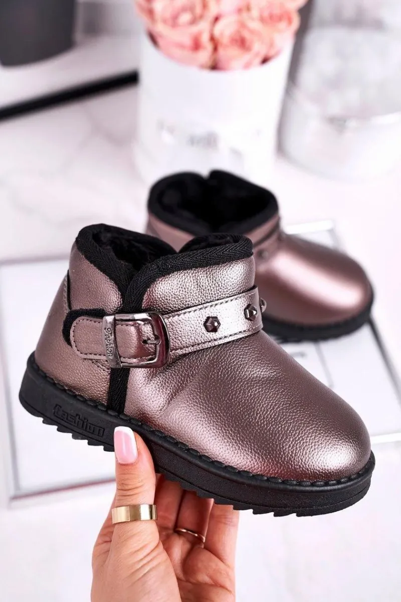 Best Ocieplane dziecięce botki śniegowce szare Jinnie Dzieci Dziewczęce|Chłopięce