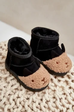 Ocieplane Dziecięce Botki Śniegowce Lamy Czarne Esandira Dzieci Chłopięce|Dziewczęce