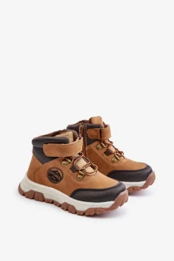 Hot Ocieplane Dziecięce Buty Zimowe Trekkingowe Na Zamek Camel Temisha Dzieci Chłopięce