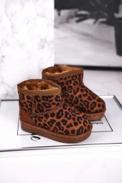 Sale Boto Ocieplane Dziecięce Młodzieżowe Botki Śniegowce Panterka Gooby