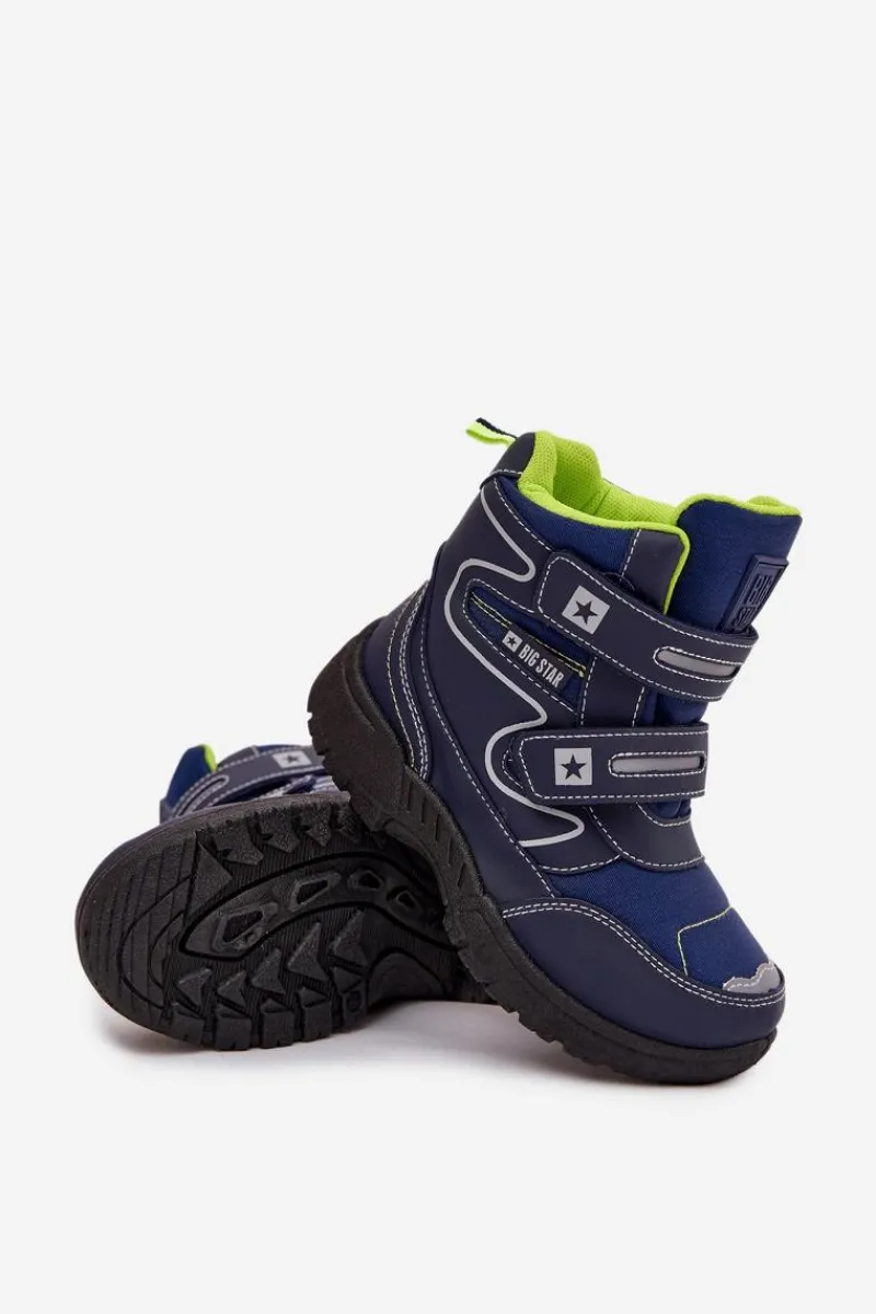 Outlet Big Star Shoes Ocieplane Dziecięce Śniegowce Trapery Big Star OO374048 Granatowe Niebieski