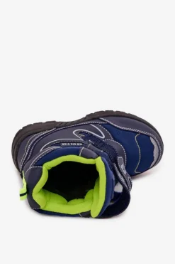 Outlet Big Star Shoes Ocieplane Dziecięce Śniegowce Trapery Big Star OO374048 Granatowe Niebieski