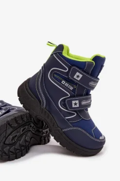 Outlet Big Star Shoes Ocieplane Dziecięce Śniegowce Trapery Big Star OO374048 Granatowe Niebieski