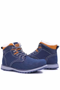 Sale Boto Ocieplane Granatowe Męskie Buty Trekkingowe Z Polarem Nuss