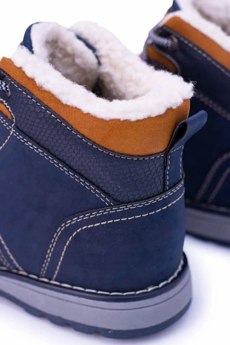 Sale Boto Ocieplane Granatowe Męskie Buty Trekkingowe Z Polarem Nuss
