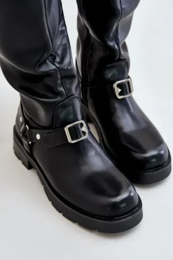 New Ocieplane Kozaki Damskie Na Zamek Eko Skórzane Czarne Tialethe Damskie Kozaki Ocieplane|Kozaki Przed Kolano