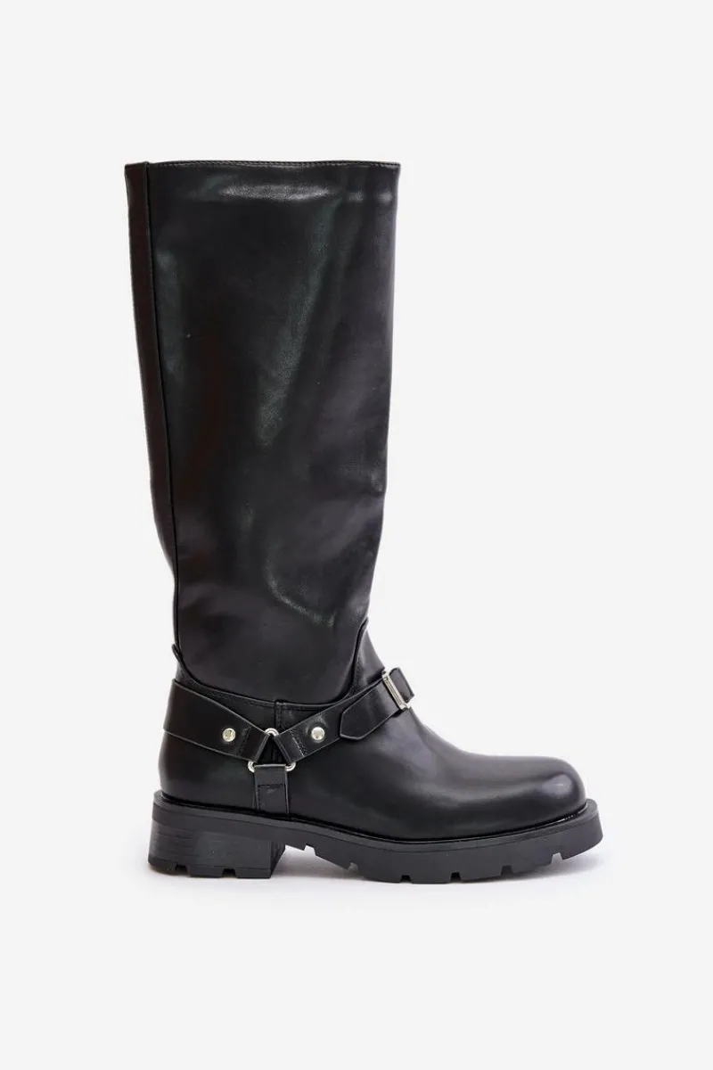 New Ocieplane Kozaki Damskie Na Zamek Eko Skórzane Czarne Tialethe Damskie Kozaki Ocieplane|Kozaki Przed Kolano