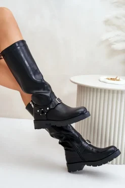 New Ocieplane Kozaki Damskie Na Zamek Eko Skórzane Czarne Tialethe Damskie Kozaki Ocieplane|Kozaki Przed Kolano