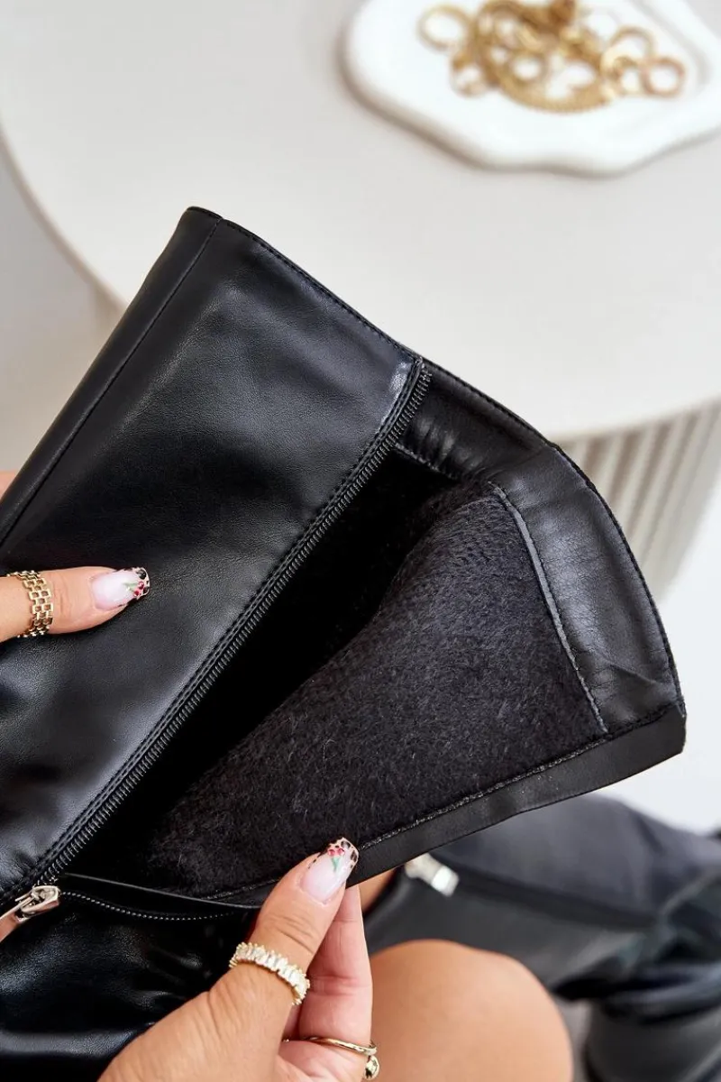 New Ocieplane Kozaki Damskie Na Zamek Eko Skórzane Czarne Tialethe Damskie Kozaki Ocieplane|Kozaki Przed Kolano