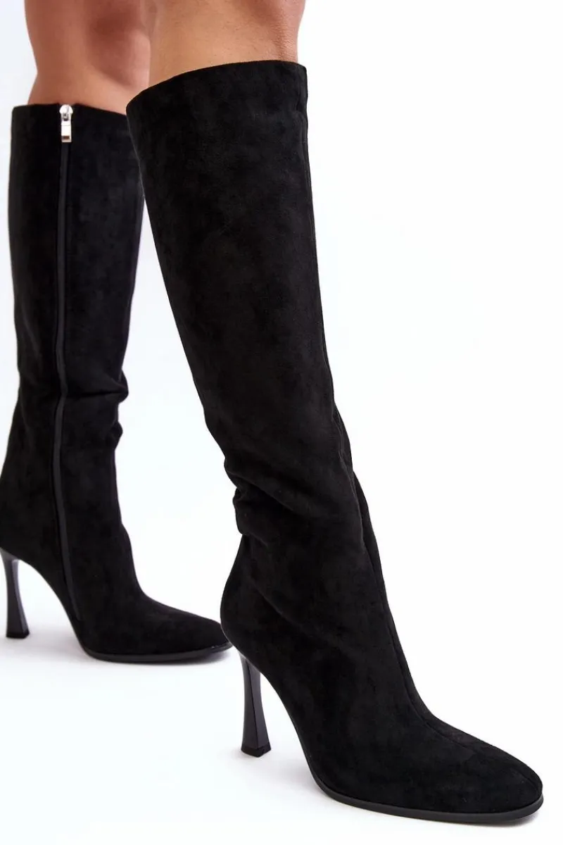 Discount Boto Ocieplane Kozaki Damskie Na Szpilce Czarne Isot