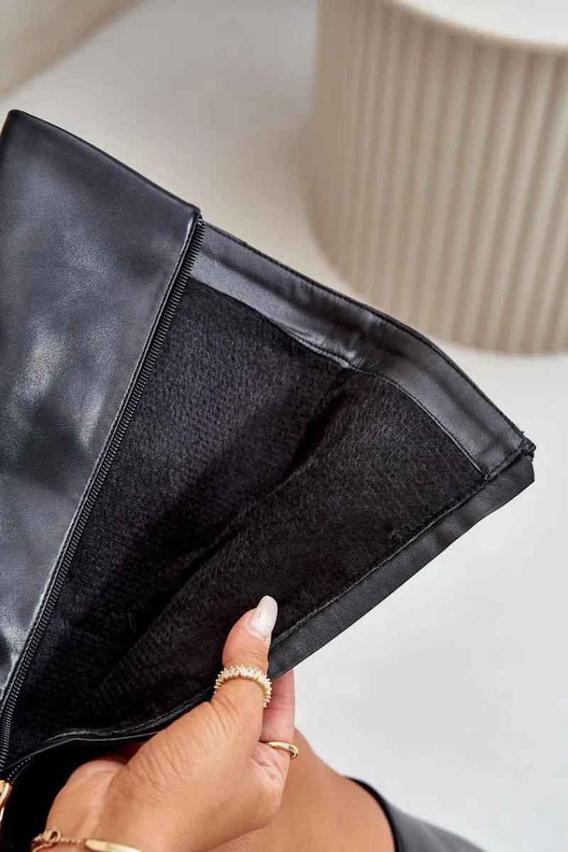 Kozaki Przed Kolano|Kozaki Na Obcasie>Boto Ocieplane Kozaki Damskie Na Słupku Z Wywiniętą Cholewką I Klamrami Czarne Piregonia