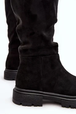 Outlet Evento Ocieplane Kozaki Damskie Przed Kolano Czarne Heliofa