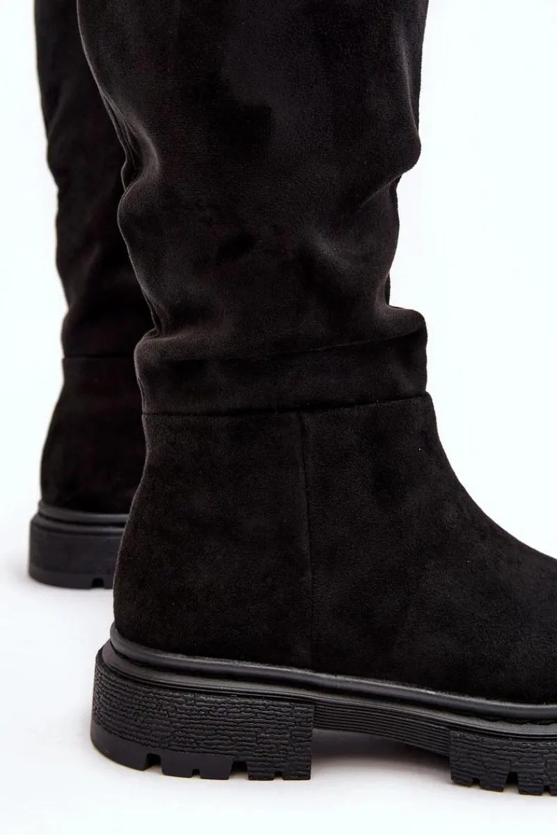 Outlet Evento Ocieplane Kozaki Damskie Przed Kolano Czarne Heliofa