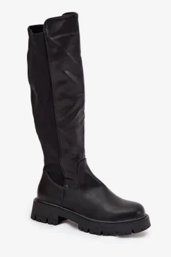 Ocieplane Kozaki Damskie Na Zamek Czarne Harlina Damskie Kozaki Ocieplane|Kozaki Płaskie