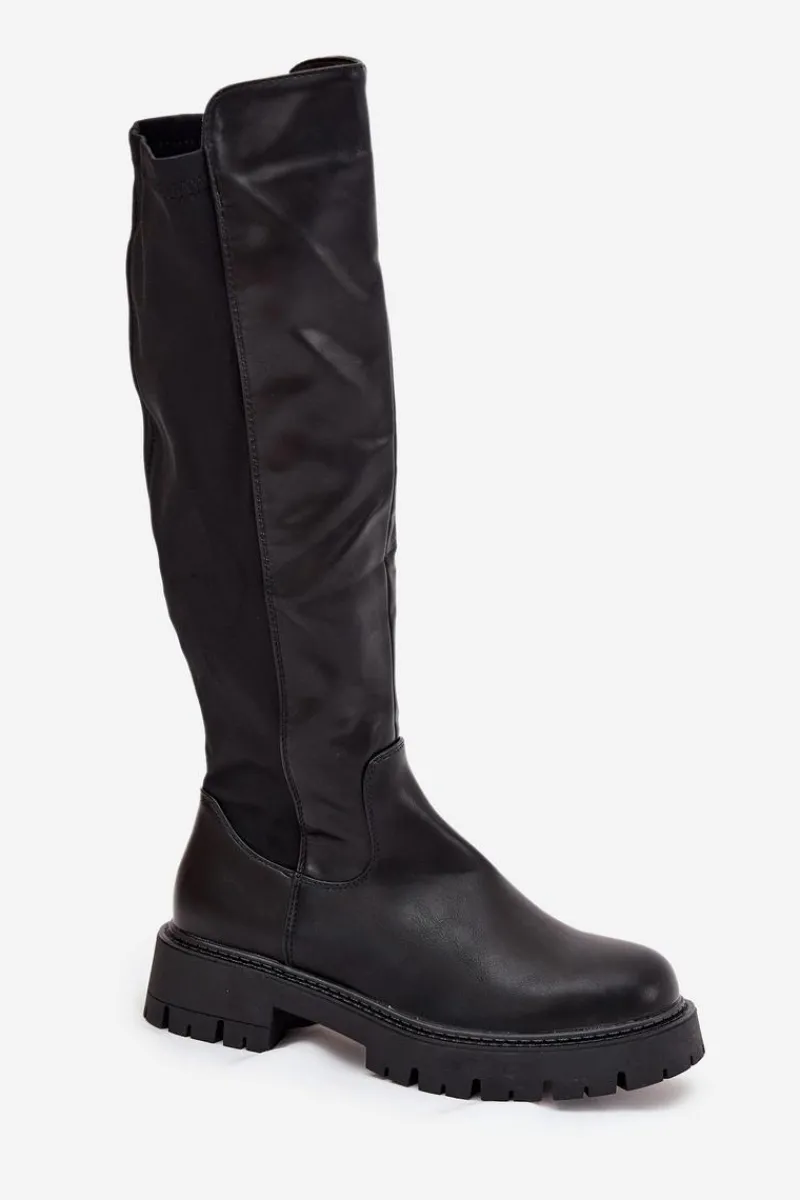 Ocieplane Kozaki Damskie Na Zamek Czarne Harlina Damskie Kozaki Ocieplane|Kozaki Płaskie