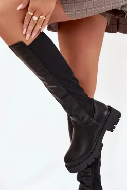 Ocieplane Kozaki Damskie Na Zamek Czarne Harlina Damskie Kozaki Ocieplane|Kozaki Płaskie