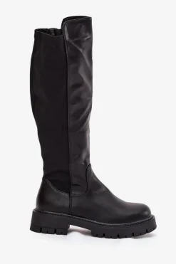 Ocieplane Kozaki Damskie Na Zamek Czarne Harlina Damskie Kozaki Ocieplane|Kozaki Płaskie