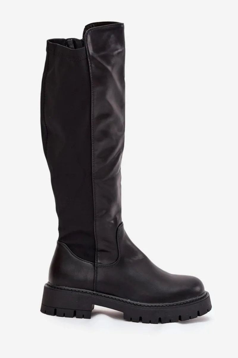 Ocieplane Kozaki Damskie Na Zamek Czarne Harlina Damskie Kozaki Ocieplane|Kozaki Płaskie