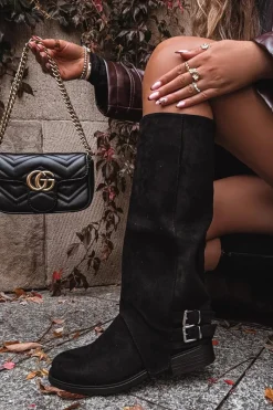 Best Boto Ocieplane Kozaki Damskie Z Klamrami Czarne Umbria Czarny