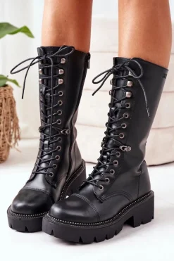 Online Big Star Shoes Ocieplane Kozaki Glany Big Star II274115 Czarne