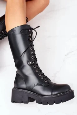 Online Big Star Shoes Ocieplane Kozaki Glany Big Star II274115 Czarne