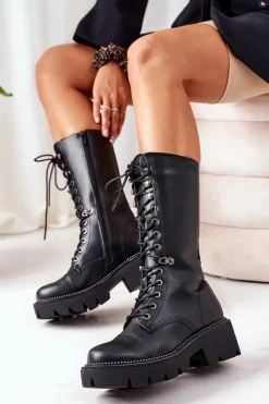 Online Big Star Shoes Ocieplane Kozaki Glany Big Star II274115 Czarne