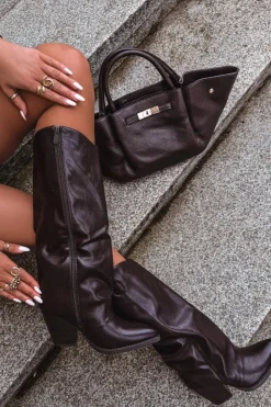 Kozaki Ocieplane|Kozaki Na Słupku>Boto Ocieplane Kozaki Kowbojki Na Słupku Z Eko Skóry Czekoladowe Mavine