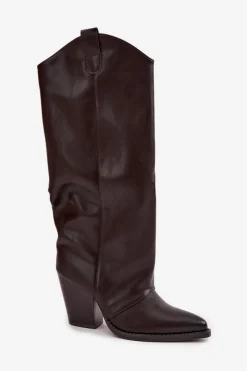 Kozaki Ocieplane|Kozaki Na Słupku></noscript>Boto Ocieplane Kozaki Kowbojki Na Słupku Z Eko Skóry Czekoladowe Mavine