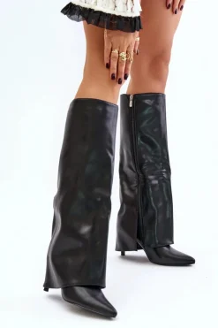 Kozaki Ocieplane|Kozaki Na Szpilce></noscript>Boto Ocieplane Kozaki Na Szpilce Z Wywiniętą Cholewką Czarne Tamonia Czarny