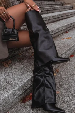 Kozaki Ocieplane|Kozaki Na Szpilce></noscript>Boto Ocieplane Kozaki Na Szpilce Z Wywiniętą Cholewką Czarne Tamonia Czarny