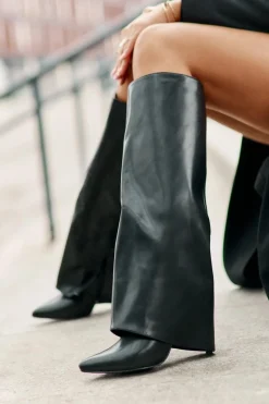 Kozaki Ocieplane|Kozaki Na Szpilce></noscript>Boto Ocieplane Kozaki Na Szpilce Z Wywiniętą Cholewką Czarne Tamonia Czarny