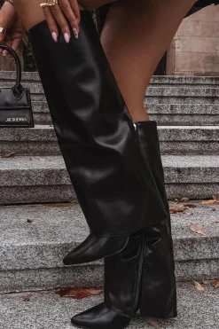 Kozaki Ocieplane|Kozaki Na Szpilce></noscript>Boto Ocieplane Kozaki Na Szpilce Z Wywiniętą Cholewką Czarne Tamonia Czarny