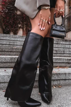 Kozaki Ocieplane|Kozaki Na Szpilce></noscript>Boto Ocieplane Kozaki Na Szpilce Z Wywiniętą Cholewką Czarne Tamonia Czarny