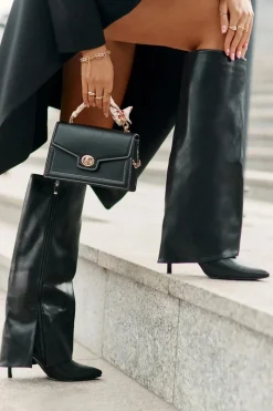 Kozaki Ocieplane|Kozaki Na Szpilce></noscript>Boto Ocieplane Kozaki Na Szpilce Z Wywiniętą Cholewką Czarne Tamonia Czarny