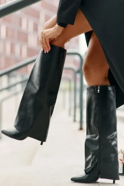 Kozaki Ocieplane|Kozaki Na Szpilce></noscript>Boto Ocieplane Kozaki Na Szpilce Z Wywiniętą Cholewką Czarne Tamonia Czarny