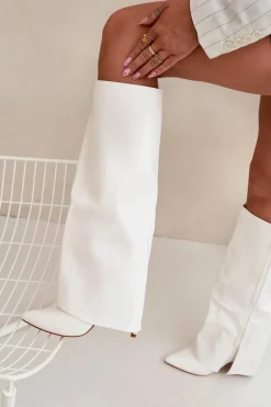 Kozaki Ocieplane|Kozaki Na Szpilce></noscript>Boto Ocieplane Kozaki Na Szpilce Z Wywiniętą Cholewką Białe Tamonia Biały