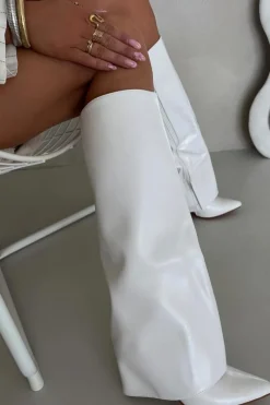 Kozaki Ocieplane|Kozaki Na Szpilce></noscript>Boto Ocieplane Kozaki Na Szpilce Z Wywiniętą Cholewką Białe Tamonia Biały