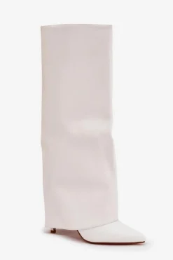 Kozaki Ocieplane|Kozaki Na Szpilce></noscript>Boto Ocieplane Kozaki Na Szpilce Z Wywiniętą Cholewką Białe Tamonia Biały