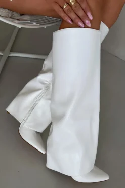 Kozaki Ocieplane|Kozaki Na Szpilce></noscript>Boto Ocieplane Kozaki Na Szpilce Z Wywiniętą Cholewką Białe Tamonia Biały