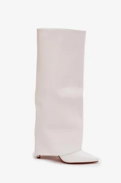 Kozaki Ocieplane|Kozaki Na Szpilce></noscript>Boto Ocieplane Kozaki Na Szpilce Z Wywiniętą Cholewką Białe Tamonia Biały