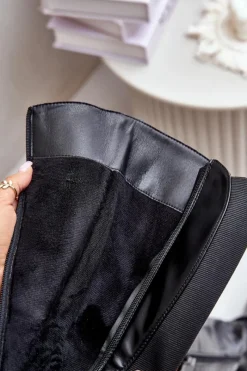 Outlet Evento Ocieplane Kozaki Przed Kolano Z Klamrą Na Zamek Czarne Seavella