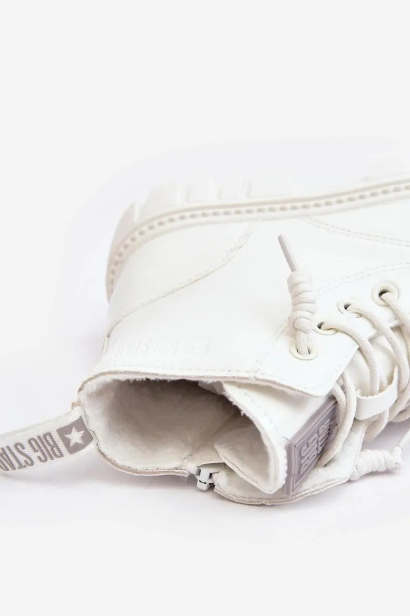 Dziewczęce>Big Star Shoes Ocieplane Lakierowane Botki Dziecięce Big Star MM374142 Białe Biały