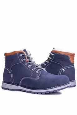 Discount Ocieplane Męskie Granatowe Buty Trekkingowe Z Polarem Gladio Męskie Obuwie Trekkingowe Męskie